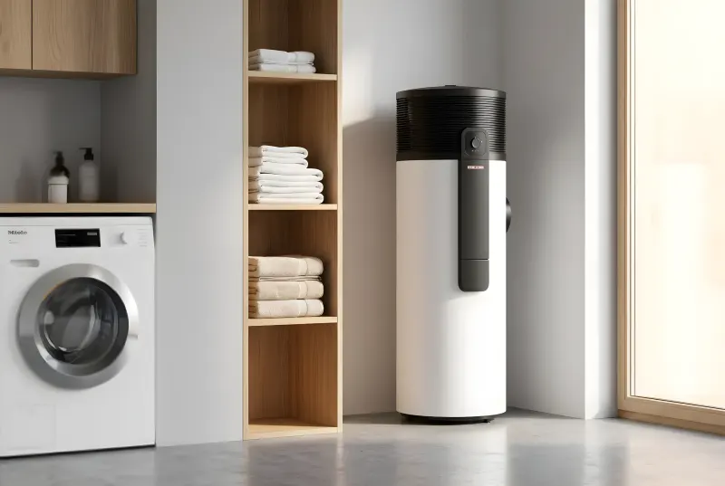 Chauffe-eau thermodynamique Stiebel Eltron WWK en buanderie lumineuse